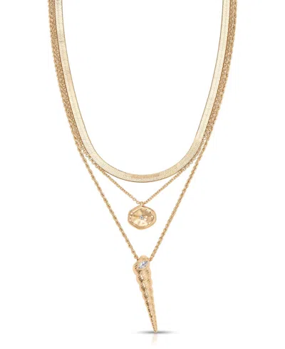 Ettika Saint Tropez Shell Charm Layered Necklace In Gold