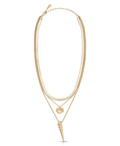 Ettika Saint Tropez Shell Charm Layered Necklace In Gold