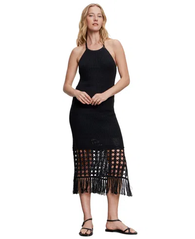 Sanctuary Women's Promenade Cotton Crochet Fringe-hem Dress In Black