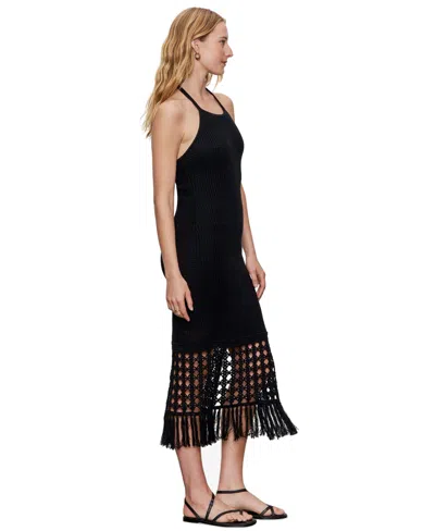 Sanctuary Women's Promenade Cotton Crochet Fringe-hem Dress In Black