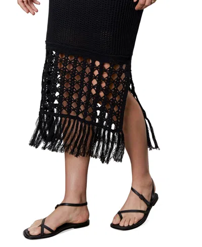 Sanctuary Women's Promenade Cotton Crochet Fringe-hem Dress In Black