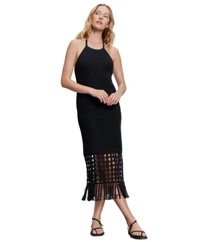 Sanctuary Women's Promenade Cotton Crochet Fringe-hem Dress In Black