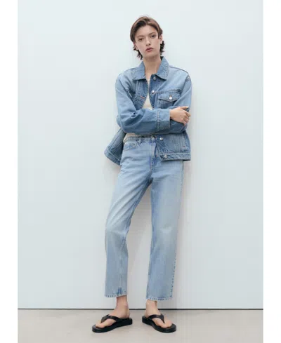 Mango Straight Leg Jeans In Blue