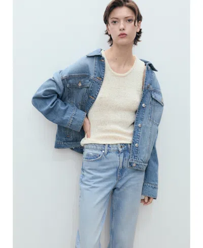 Mango Straight Leg Jeans In Blue