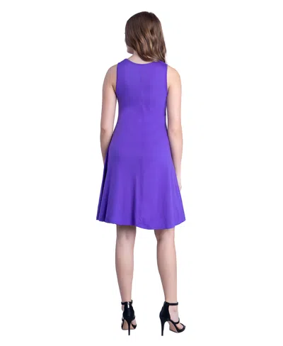 24seven Comfort Apparel Petites Sleeveless A-line Fit And Flare Skater Dress In Purple