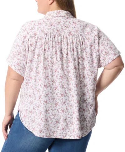 Gloria Vanderbilt Plus Size Daisy Printed Button-front Shirt In Pink