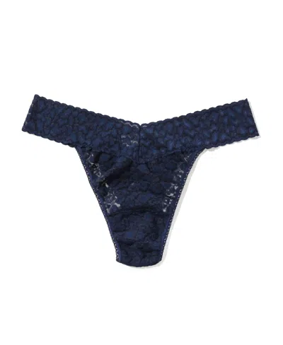Hanky Panky Cross-dye Leopard Original-rise Thong In Blue