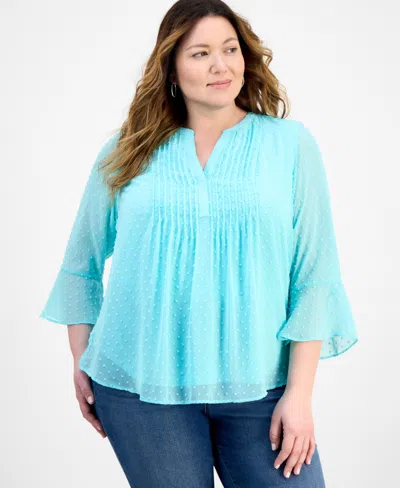 Style & Co Plus Size Pintuck Blouse, Exclusively At Macy's In Blue