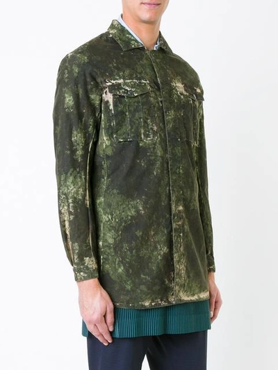 Shop 11 By Boris Bidjan Saberi Washed Camouflage Print Jacket In Green