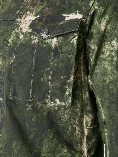 Shop 11 By Boris Bidjan Saberi Washed Camouflage Print Jacket In Green