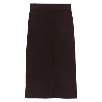 Victoria Beckham Brown Button-detail Midi Skirt In Brown