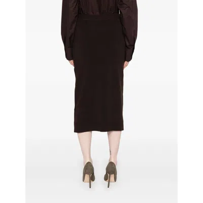 Victoria Beckham Brown Button-detail Midi Skirt In Brown
