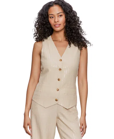 Sanctuary Sequin Relaxed Modern Vest Jacket In Neutral