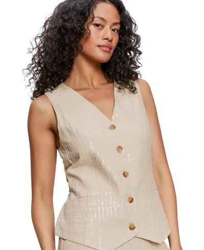Sanctuary Sequin Relaxed Modern Vest Jacket In Neutral