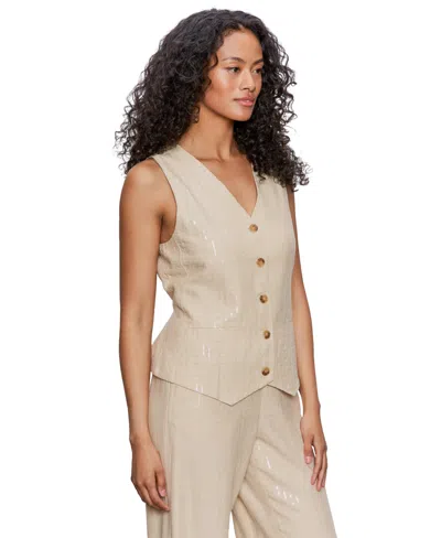 Sanctuary Sequin Relaxed Modern Vest Jacket In Neutral
