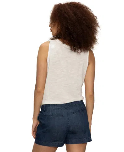 Sanctuary Notched Button Front Tee In White In Neutral