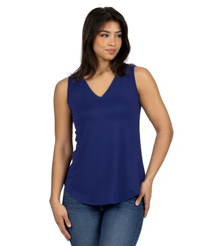 24seven Comfort Apparel Petite V-neck Tunic Tank Top With Round Hemline