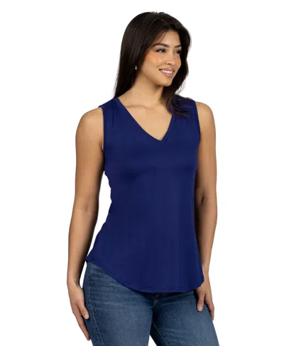 24seven Comfort Apparel Petite V-neck Tunic Tank Top With Round Hemline