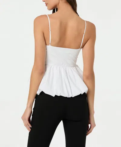 Astr Women's Twist-front Bubble-hem Top In White