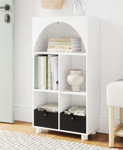 Sourcing Solutions Arched 23" Solid Wood 4 Cubby Entryway Shoe Rack Storage Organizer Cabinet