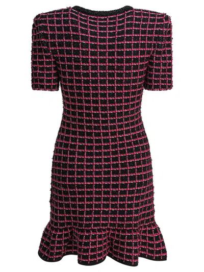 Self-portrait Check-knit Mini Dress In Multi
