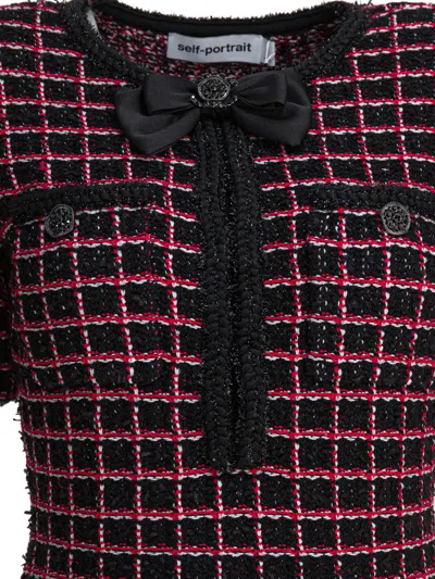 Self-portrait Check-knit Mini Dress In Multi