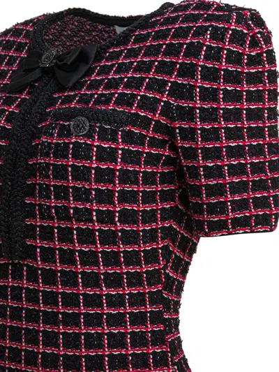 Self-portrait Check-knit Mini Dress In Multi