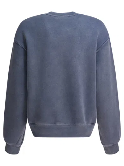 Alexander Wang Omens Crewneck Logo-embroidered Cotton-blend Sweatshirt Washed Blue Ink