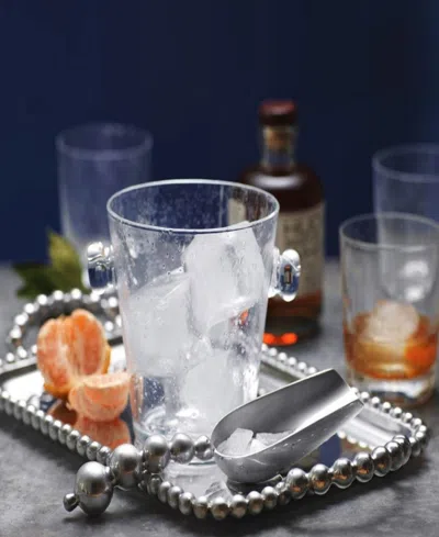Mariposa Beaded Medium Service Tray In Silver