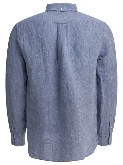 Beams Button-down Collar Linen-chambray Shirt In Blue