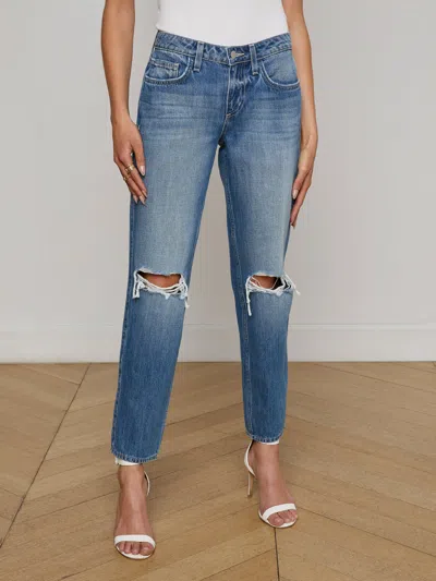 L Agence Nevia Low-rise Distressed Straight Jeans In Brown