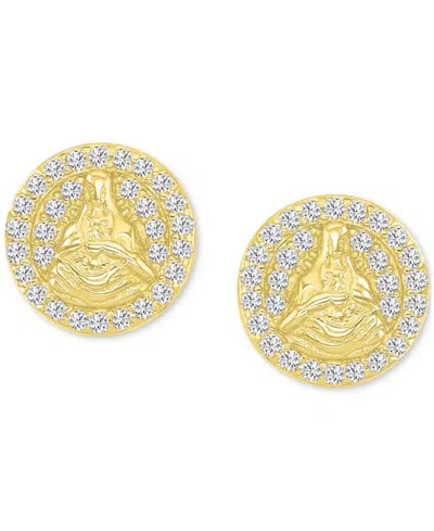 Macy's Cubic Zirconia Circle Cluster Disc Stud Earrings In Sterling Silver