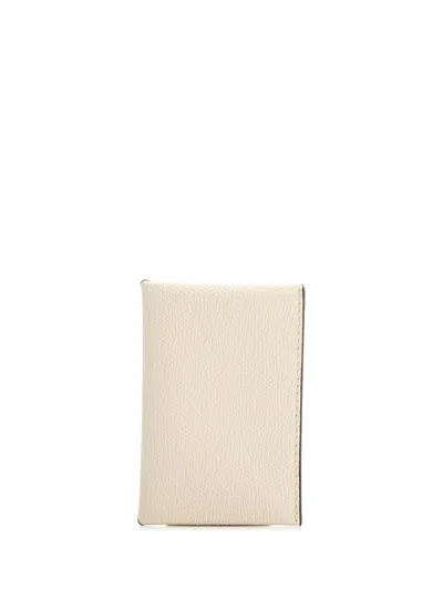 Valextra Portacarte Con Bottone Wallets White In Pink