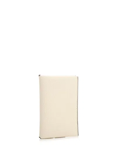 Valextra Portacarte Con Bottone Wallets White In Pink