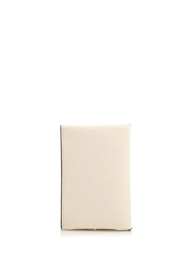 Valextra Portacarte Con Bottone Wallets White In Pink