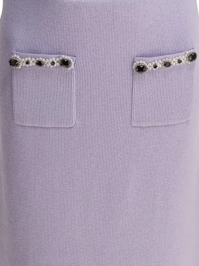 Self-portrait Embellished Knitted Midi Skirt In Multi