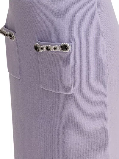Self-portrait Embellished Knitted Midi Skirt In Multi