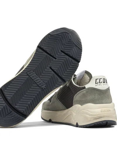 Golden Goose Running Sole In Green Suede With White Leather Star And Heel