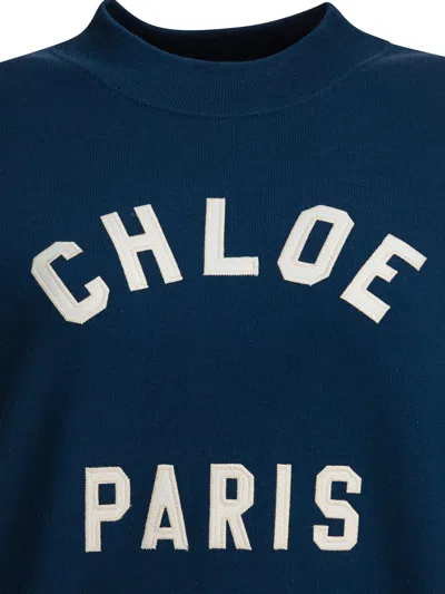 Chloé Cropped Round Neck Sweatshirt Clothing In Blue