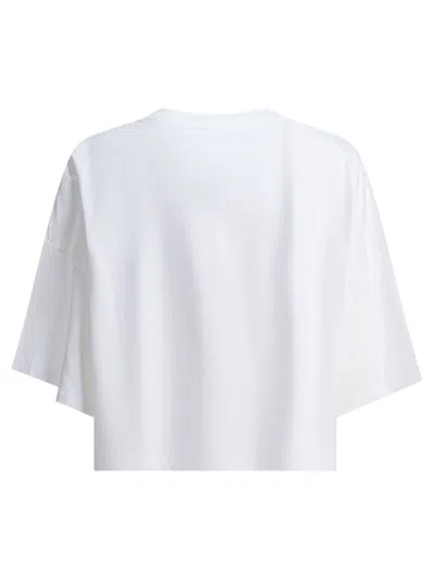 Chloé White Cropped T-shirt With Logo Lettering Print In Cotton Woman