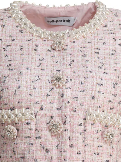 Self-portrait Pink Metallised Fibre Top In Pink