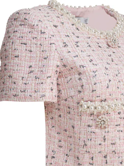 Self-portrait Pink Metallised Fibre Top In Pink