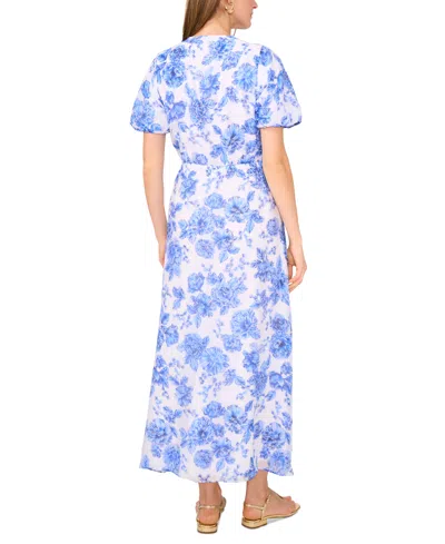Vince Camuto Women's Floral-print Puff-sleeve Maxi Dress In Blue