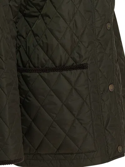 Burberry Quilted Jacket With Corduroy Collar And Pockets In Gray