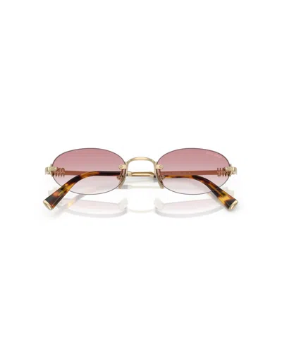 Miu Miu Womens Gold Mu A54s Oval-frame Metal Sunglasses In Neutral
