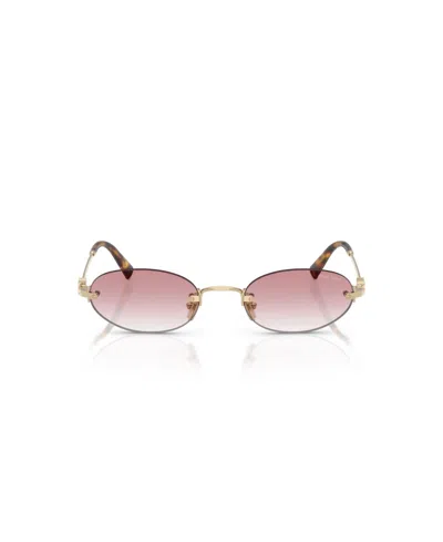 Miu Miu Womens Gold Mu A54s Oval-frame Metal Sunglasses In Neutral