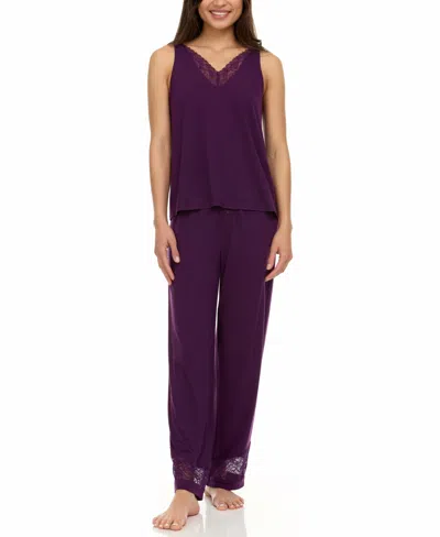 Flora By Flora Nikrooz Women's Franny Tank And Pajama Pants Set In Purple