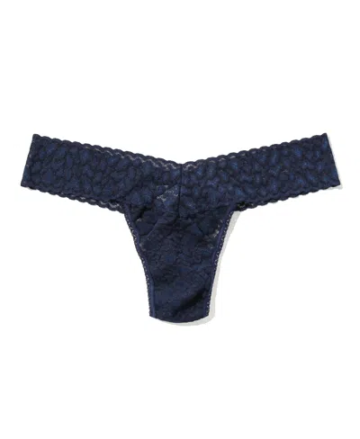Hanky Panky Cross-dye Leopard Low-rise Thong In Blue