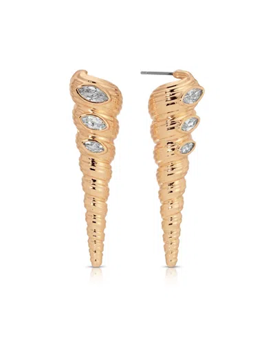 Ettika Cubic Zirconia Capri Shell Linear Drop Earrings