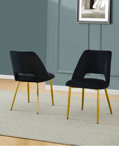 Best Quality Furniture Black Velvet Dining Side Chair Openback, Chrome Gold, Set Of 2 In Black